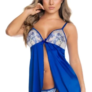 babydoll siateczkowa haftowana cekinami satynowa otwierana przodem regulowane ramiączka dopasowane stringi poliesterowe luźna sylwetka zmysłowa elegancka