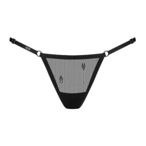 damskie majtki jockstrap czarne jubileuszowe specjalne nietypowe krój regulowane paski przezroczyste materiał graficzne detale elastyczne komfortowe hipoalergiczne poliamid elastan europejskie