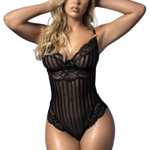 Czarne koronkowe body prążkowane koronki delikatna siateczka regulowane ramiączka tylny zapięcie haczyk krokowe skład nylon elastan marka Mapale