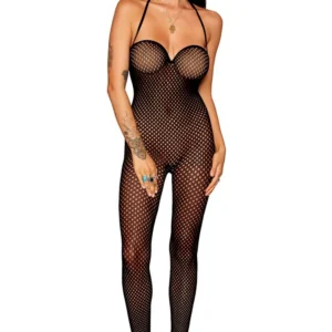 czarny body siateczkowy bezszwowy szeroki dekolt fiszbinami regulowane zapięcia wiązane bez stóp stringi osobno nylon elastan pranie ręczne