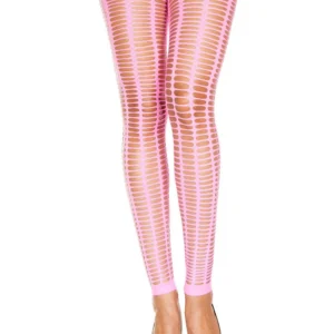 Różowe legginsy fluorescencyjne neonowe obcisłe dopasowane erotyczne seksowne uwodzicielskie prześwitujące perforowane licznymi małymi otworami elastyczne nylonowe elastanowe klubowe festiwalowe