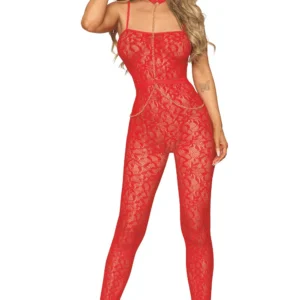 bezszwowy czerwony fantazyjny bodi elastyczny regulowane ramiączka odpinane łańcuszki szyja talia stringi brak nylon elastan komfortowy