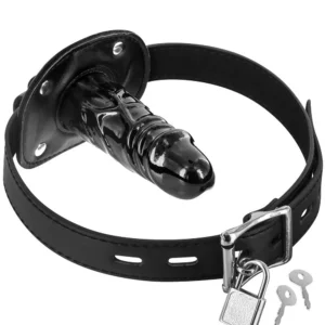 knebel regulowany obwodu głowy 40cm 59cm długie dildo 95mm 30mm TPR bez ftalanów kłódka klucze ergonomiczny bezpieczny