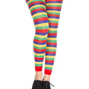 kolorowe legginsy fantazyjne tęczowe cienkie obcisłe elastyczne nylon elastan poziome paski sportowe modne damskie wygodne oddychające wysoki stan uniwersalne
