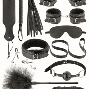 zestaw BDSM dziesięcioczęściowy ekoskóra fetyszowy erotyczny sznur bawełniany maska sztywna regulowana obroża smycz karabińczyk piórko zmysłowe knebel kulkowy