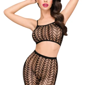 elegancki seksowny stylowy mały przezroczysty top siateczkowe czarne rajstopy geometryczne wzory elastyczny nylon elastan rozciągliwy modelujący Penthouse