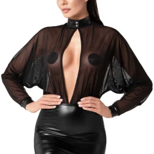 elastyczny wetlook powernet przezroczysty siateczkowy delikatny koronkowy guziki mini sukienka odkryte plecy głęboki dekolt dopasowana spódnica taliowana elegancka odważna wieczorowa