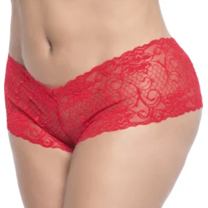 czerwone koronkowe szorty duże rozmiary bardzo miękkie elastyczne materiał nylon elastan komfortowe seksowne eleganckie dopasowane delikatne