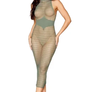 sukienka bodystocking siatkowa geometryczny wzór bezszwowy kołnierz nieprzezroczysty gorset odkryte plecy brak stringi nylonowy elastanowy elastyczny